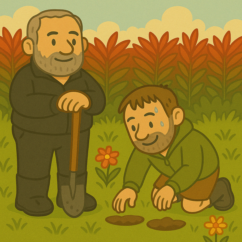 Our hobbit gardeners at work